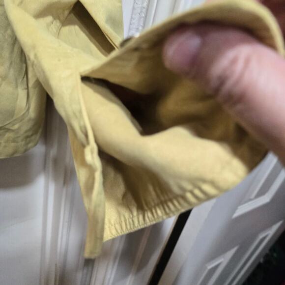 Chico’s Faux Suede Button Up Blouse Yellow Long Sleeve Top Size XL 3 - Picture 8 of 9